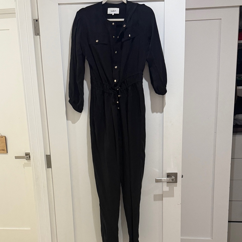 ba&sh Black Button-Front Jumpsuit